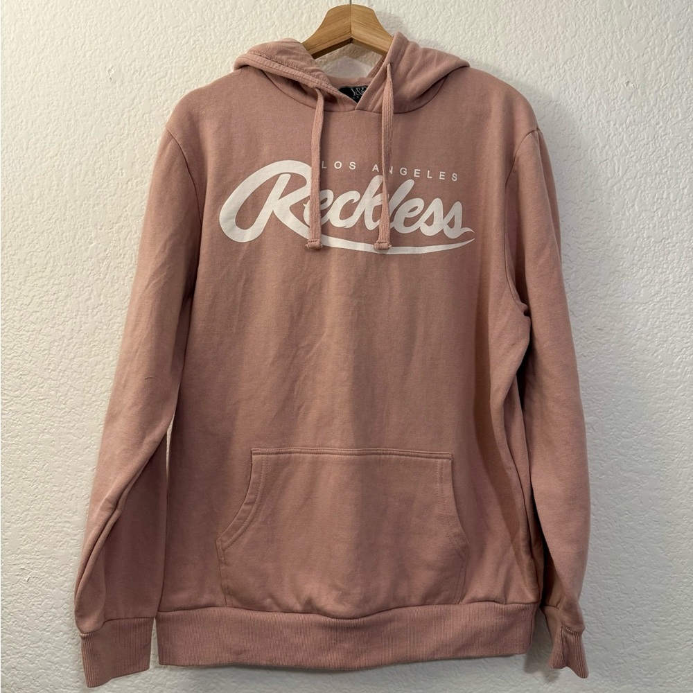 Young & Reckless Los Angeles Dusty Pink Pullover Hoodie, Unisex Size XL